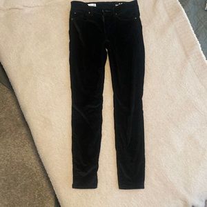 Black velvet/corduroy skinny jeans